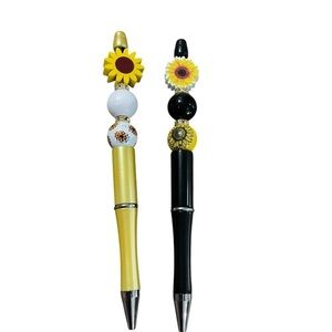 Hand Crafted Sunflower Pen Set - Yellow and Black